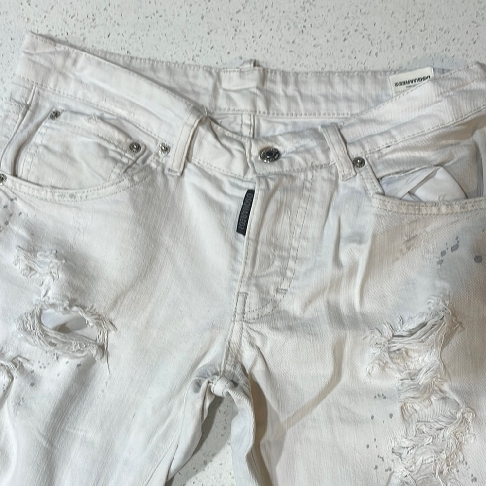 DSQUARED2 White Boyfriend Jeans Distressed Style